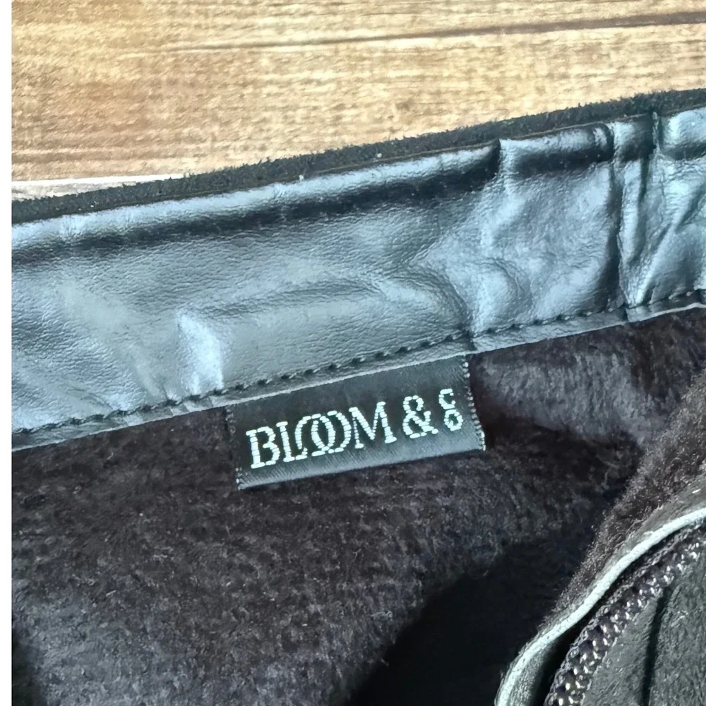 Bloom & 8 Black Faux Suede Floral Embroidered Wedge Ankle Boots Womens Size 7